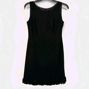 Sandra Darren Women's 10 Black Sleeveless Shift Dress Black Rose Hem Whimsigoth